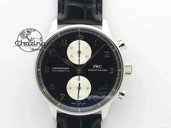 MIROTIME 0512 Modern Portuguese IW371404 ZF V3 1:1 Best Edition SS Black Dial On Black Leather Strap A 7267